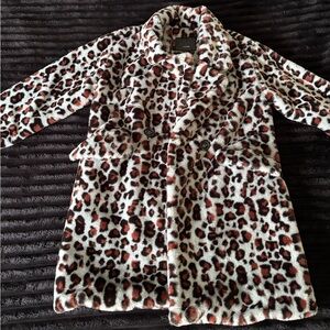 Steve Madden blue cheetah print faux fur coat
